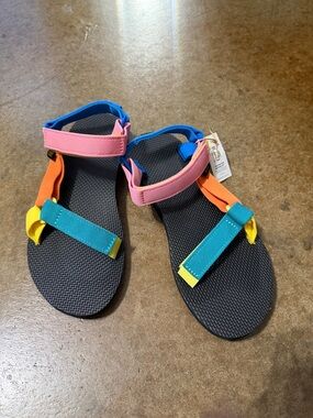 Multicolor Strap Sandals - Pink, Teal & Yellow